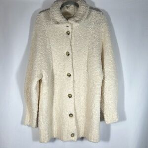 Wilfred Off-White Fuzzy Button Up Oversized Cardigan Sweater